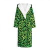 Green And Black Cheetah Print Hooded Bathrobe