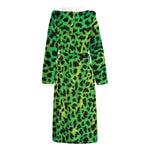 Green And Black Cheetah Print Hooded Bathrobe