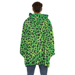 Green And Black Cheetah Print Hoodie Blanket