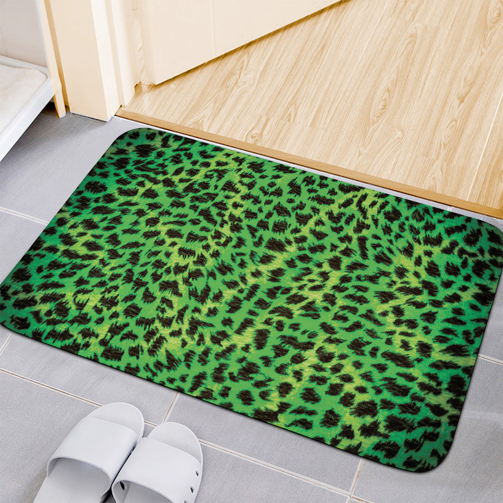 Green And Black Cheetah Print Indoor Door Mat