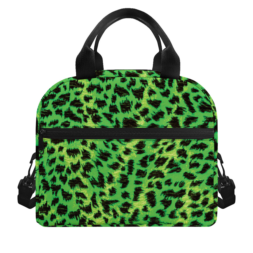 Green And Black Cheetah Print Insulated Lunch Bag