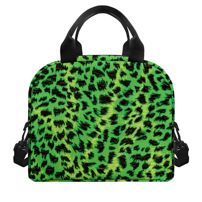 Green And Black Cheetah Print Insulated Lunch Bag