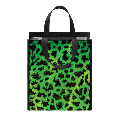 Green And Black Cheetah Print Insulated Lunch Tote