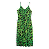 Green And Black Cheetah Print Jersey Midi Cami Dress