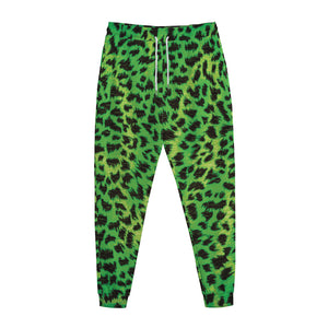 Green And Black Cheetah Print Jogger Pants