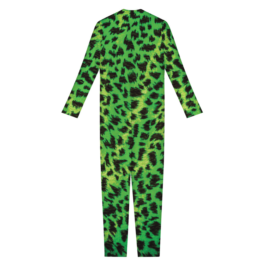 Green And Black Cheetah Print Jumpsuit