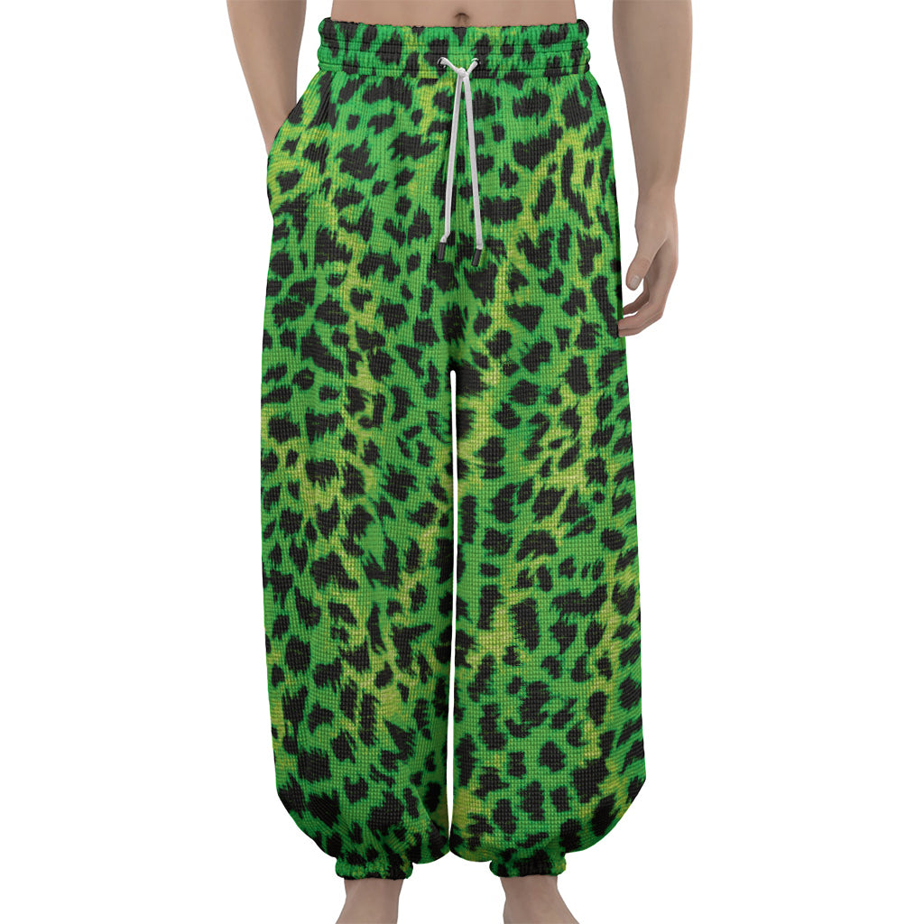 Green And Black Cheetah Print Lantern Pants