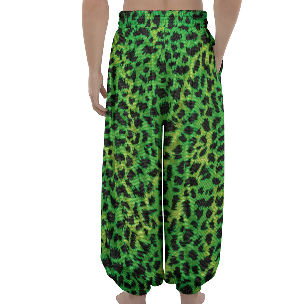 Green And Black Cheetah Print Lantern Pants