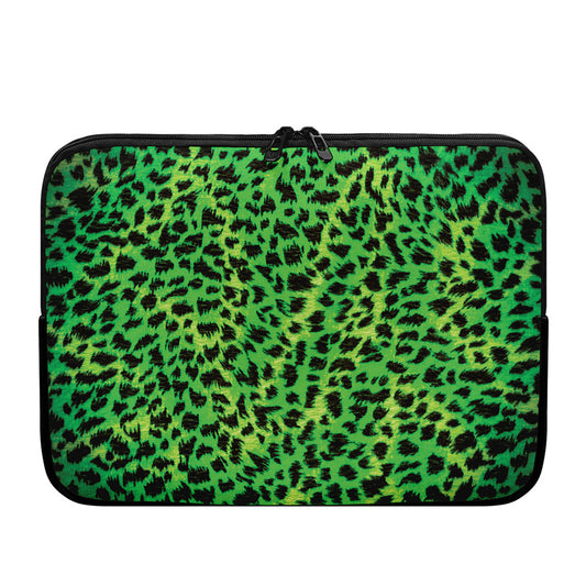 Green And Black Cheetah Print Laptop Sleeve