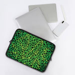 Green And Black Cheetah Print Laptop Sleeve