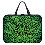 Green And Black Cheetah Print Laptop Sleeve With Handle