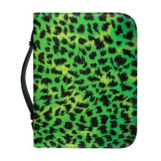 Green And Black Cheetah Print Leather Bible Cover