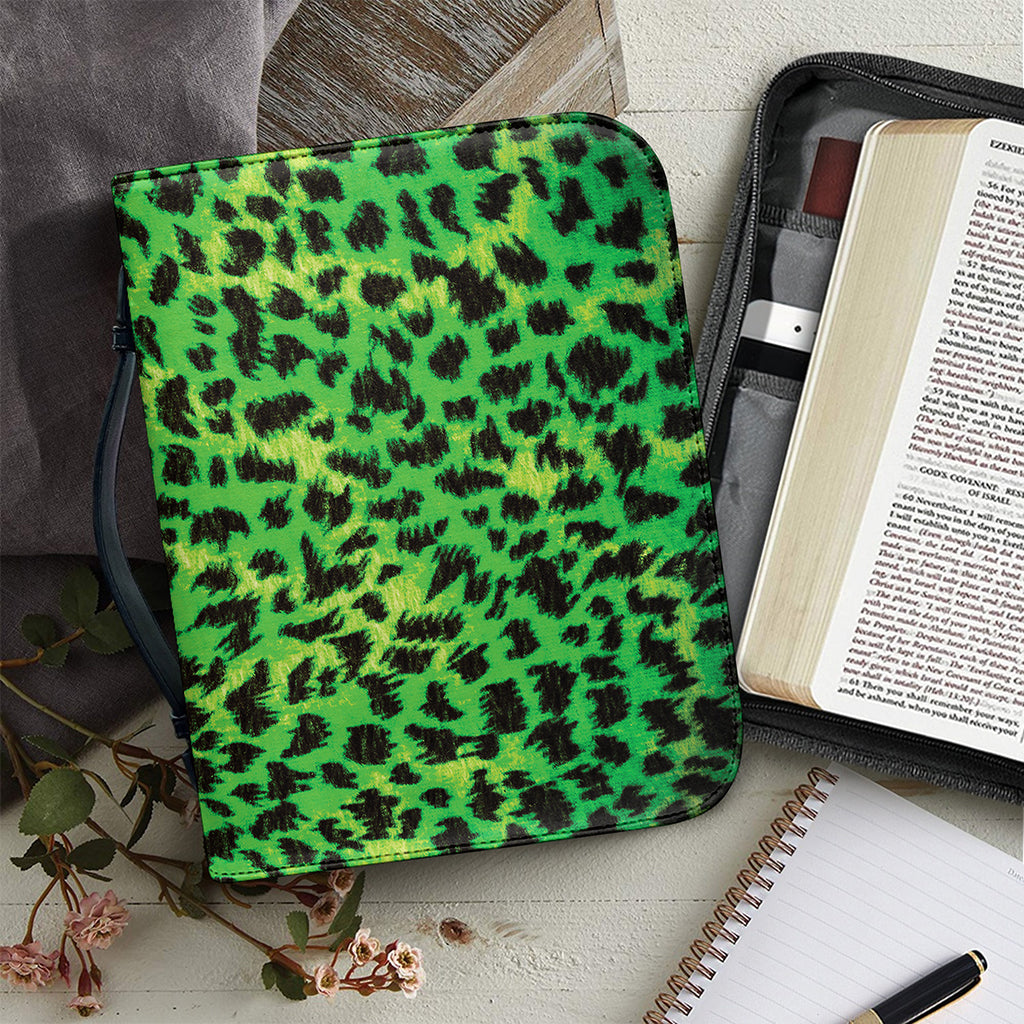 Green And Black Cheetah Print Leather Bible Cover