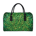 Green And Black Cheetah Print Leather Duffel Bag