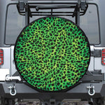 Green And Black Cheetah Print Leather Spare Tire Cover
