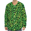 Green And Black Cheetah Print Long Sleeve Baseball Jersey