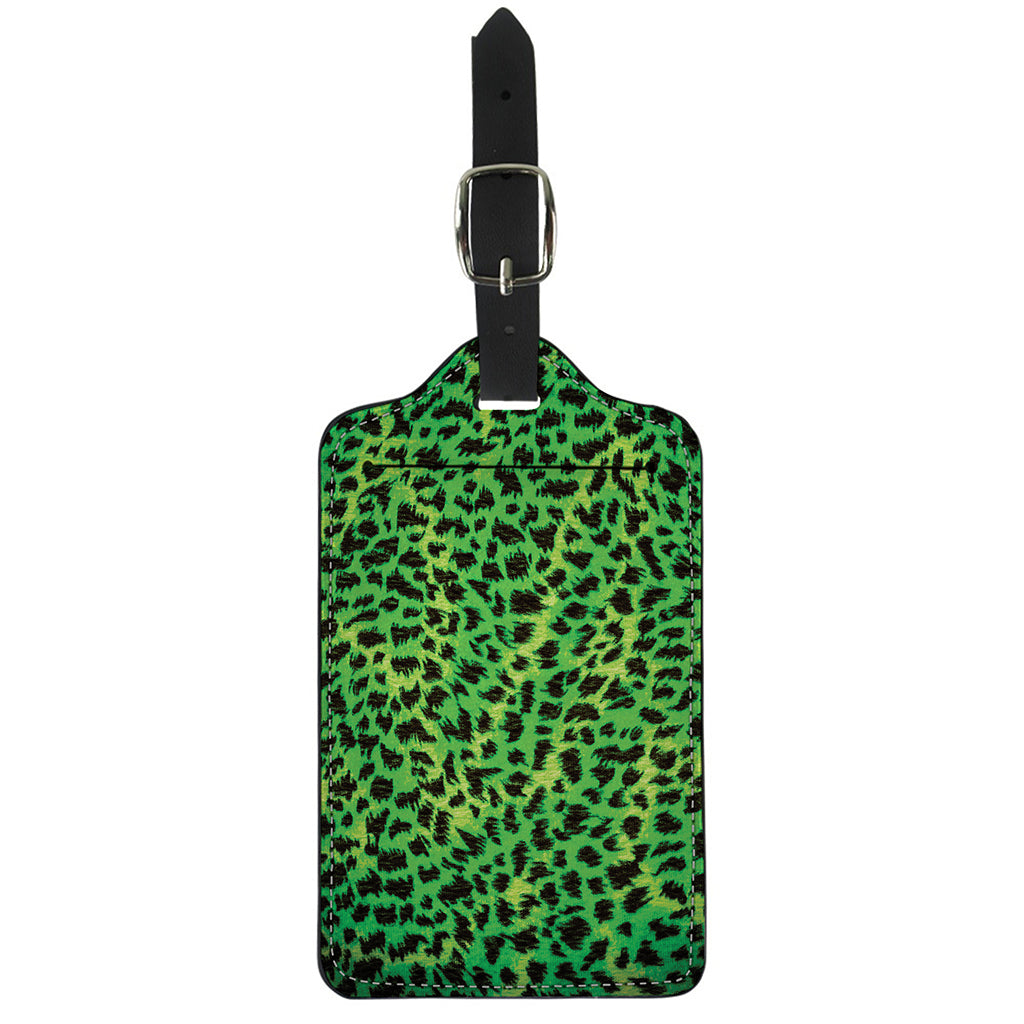 Green And Black Cheetah Print Luggage Tag