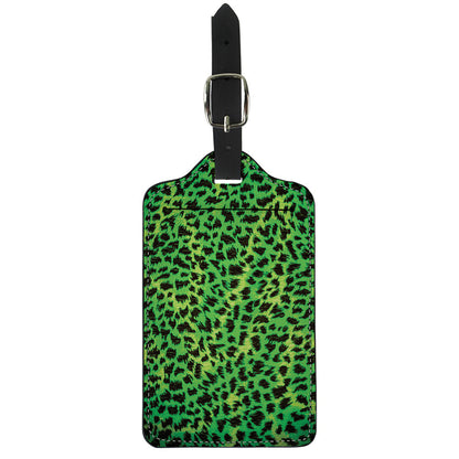 Green And Black Cheetah Print Luggage Tag
