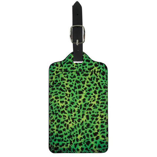 Green And Black Cheetah Print Luggage Tag
