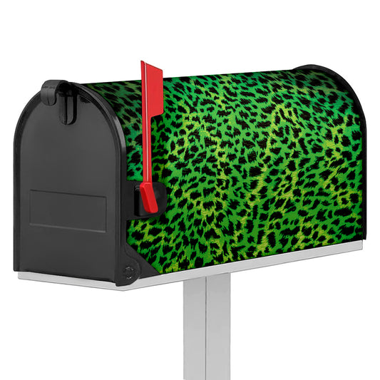 Green And Black Cheetah Print Mailbox Cover