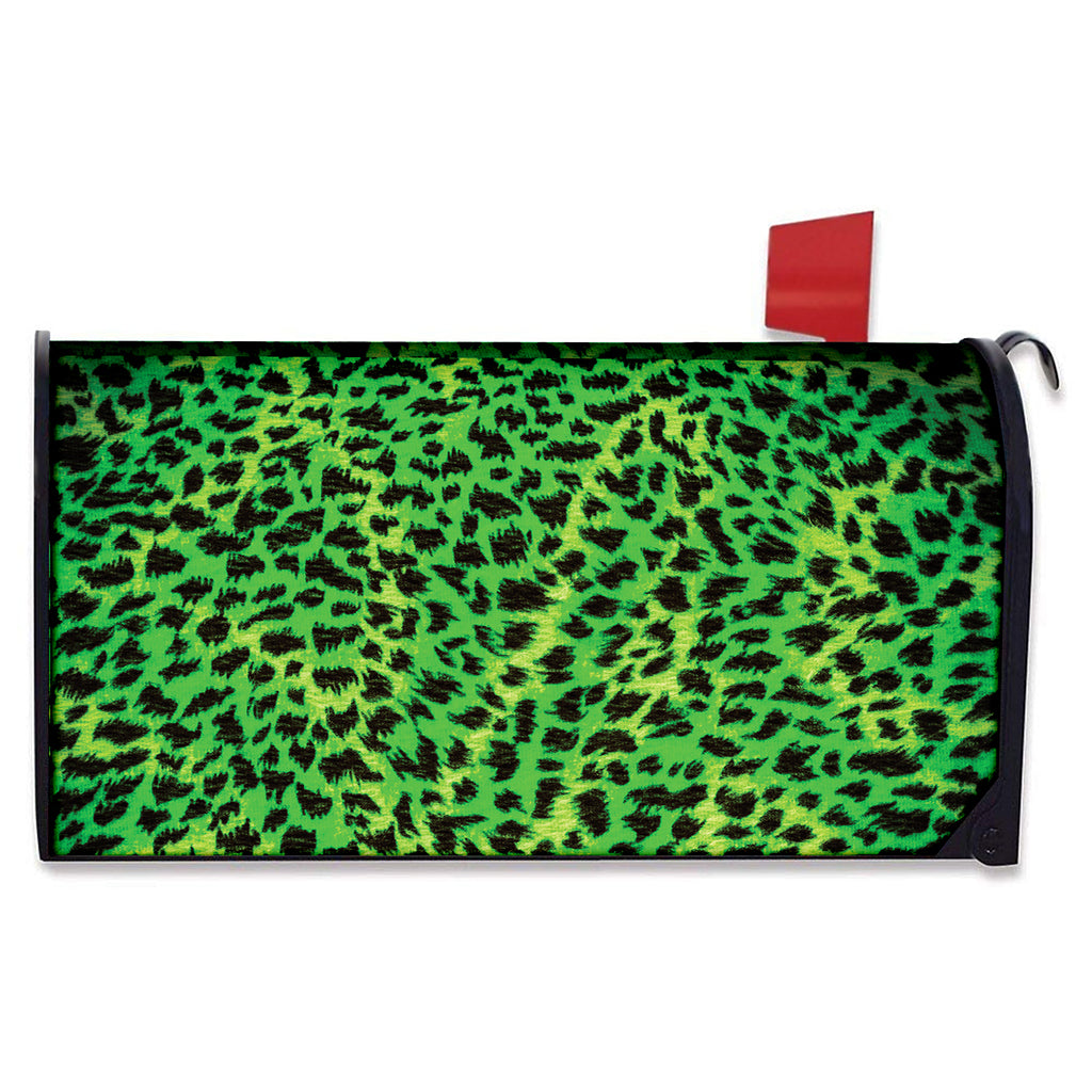 Green And Black Cheetah Print Mailbox Cover