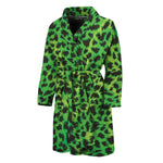 Green And Black Cheetah Print Men's Bathrobe