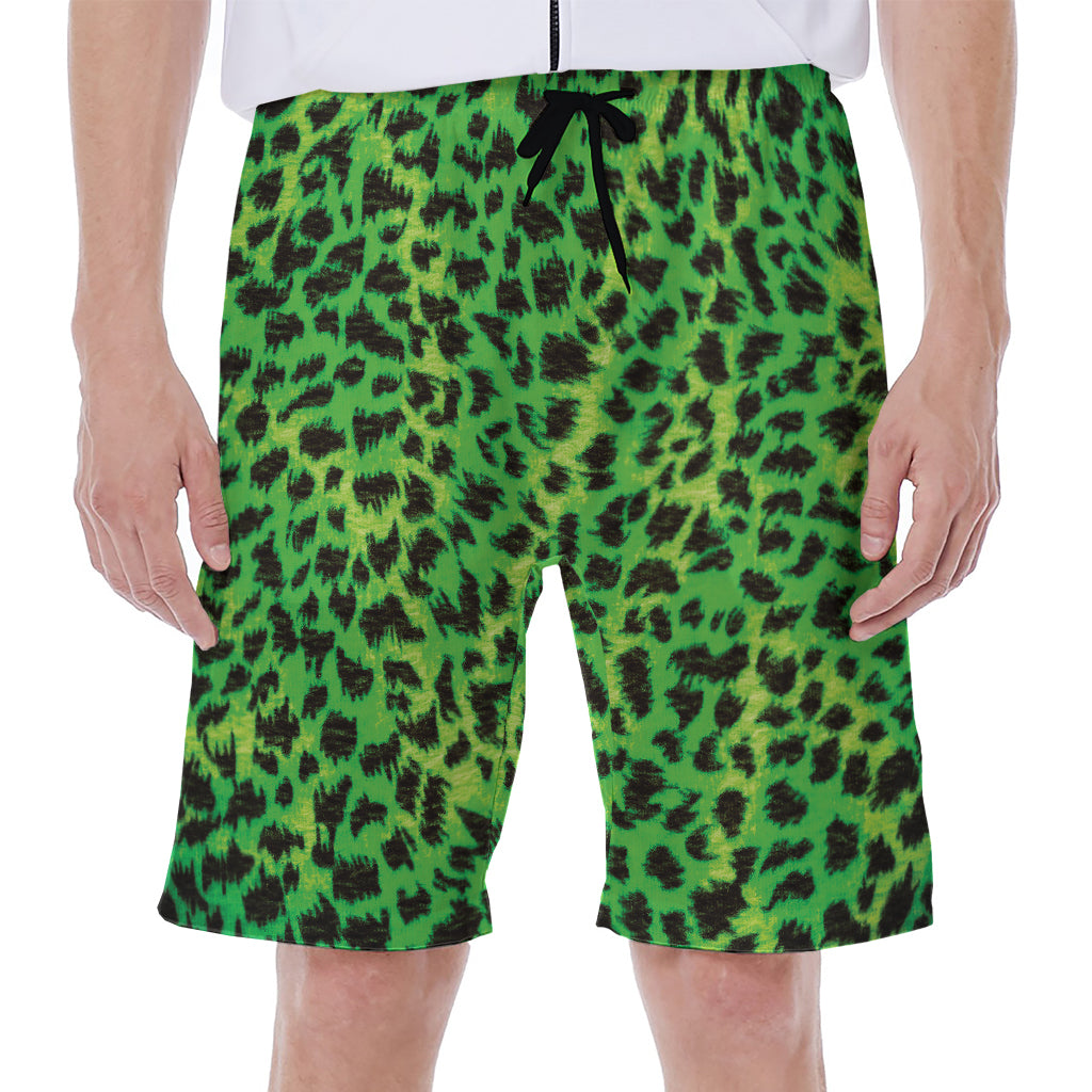 Green And Black Cheetah Print Men's Beach Shorts