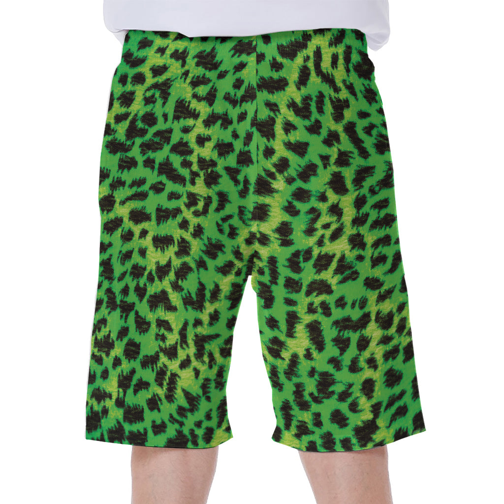 Green And Black Cheetah Print Men's Beach Shorts