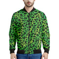 Green And Black Cheetah Print Men's Bomber Jacket