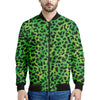 Green And Black Cheetah Print Men's Bomber Jacket