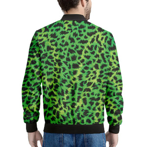 Green And Black Cheetah Print Men's Bomber Jacket