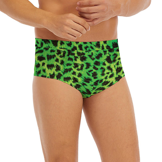 Green And Black Cheetah Print Men's Briefs