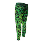 Green And Black Cheetah Print Men's Compression Pants