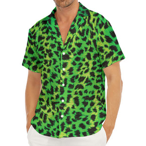 Green And Black Cheetah Print Men's Deep V-Neck Shirt