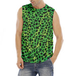 Green And Black Cheetah Print Men's Fitness Tank Top