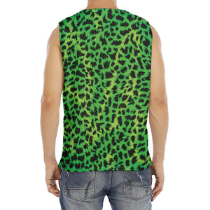 Green And Black Cheetah Print Men's Fitness Tank Top