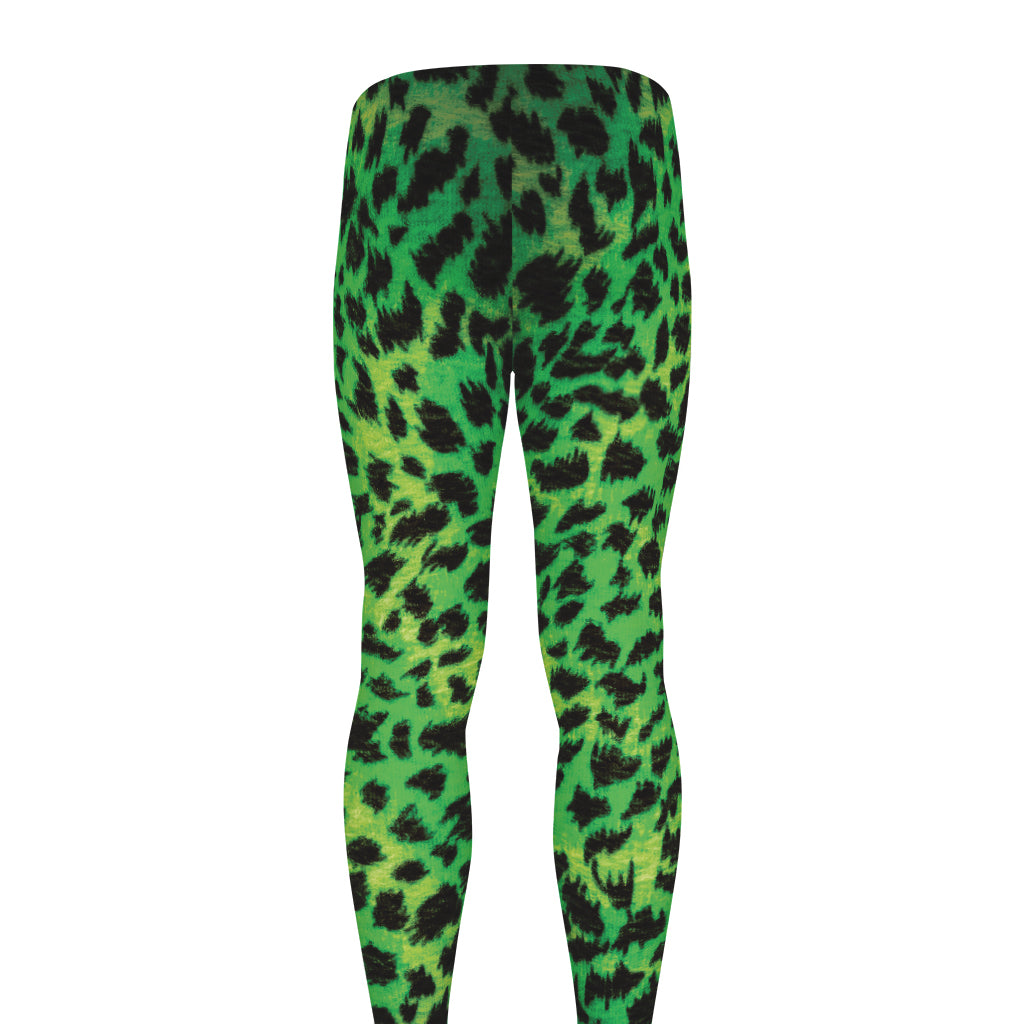 Green And Black Cheetah Print Men's leggings