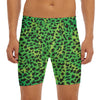 Green And Black Cheetah Print Men's Long Boxer Briefs