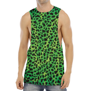 Green And Black Cheetah Print Men's Muscle Tank Top