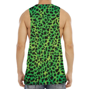 Green And Black Cheetah Print Men's Muscle Tank Top