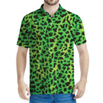 Green And Black Cheetah Print Men's Polo Shirt