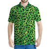 Green And Black Cheetah Print Men's Polo Shirt