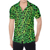 Green And Black Cheetah Print Men's Shirt