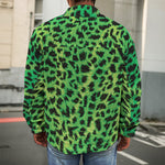 Green And Black Cheetah Print Men's Shirt Jacket