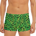 Green And Black Cheetah Print Men's Short Boxer Briefs