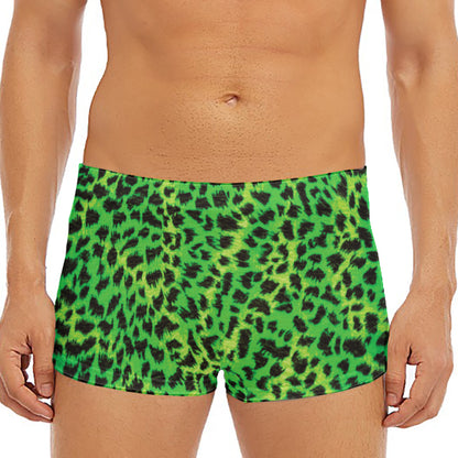 Green And Black Cheetah Print Men's Short Boxer Briefs