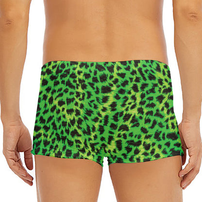 Green And Black Cheetah Print Men's Short Boxer Briefs