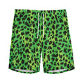 Green And Black Cheetah Print Men's Athletic Shorts