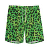 Green And Black Cheetah Print Men's Sports Shorts