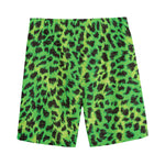 Green And Black Cheetah Print Men's Sports Shorts